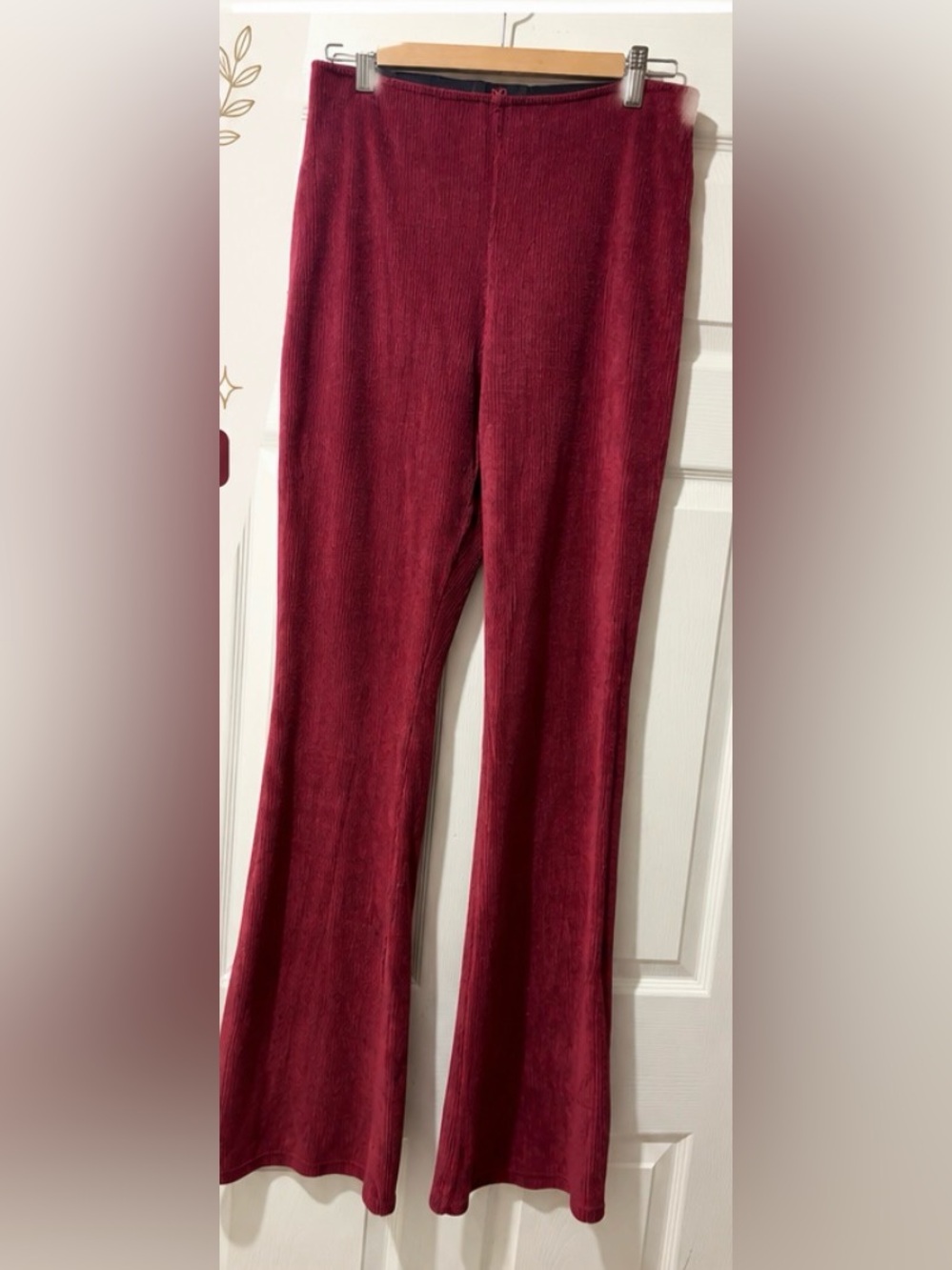NOBO Burgundy Ribbed Flare Pants | Women’s Large